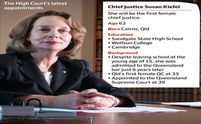 Susan Kiefel afr.com  - [Australia] Susan Kiefel Diangkat Menjadi Ketua MA Pengadilan Federal di Australia